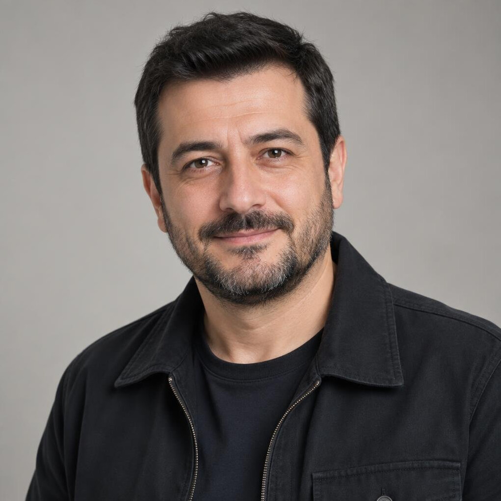 Portrait of a man with short dark hair and beard
